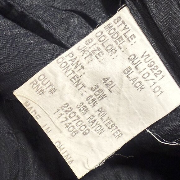 Vicci Uomo Suit Black Window Pane 4 Button Jacket & Pants Cuffed Hem Sz 42L/35W - Picture 11 of 15